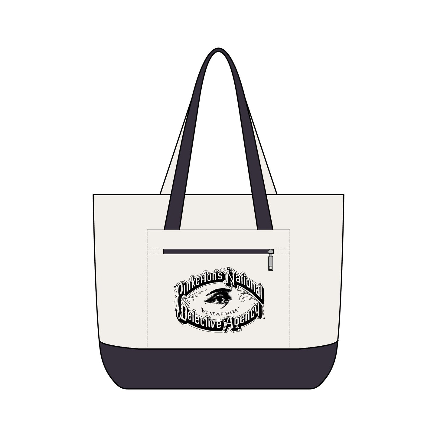 Canvas Tote Bag with Zippered Pocket